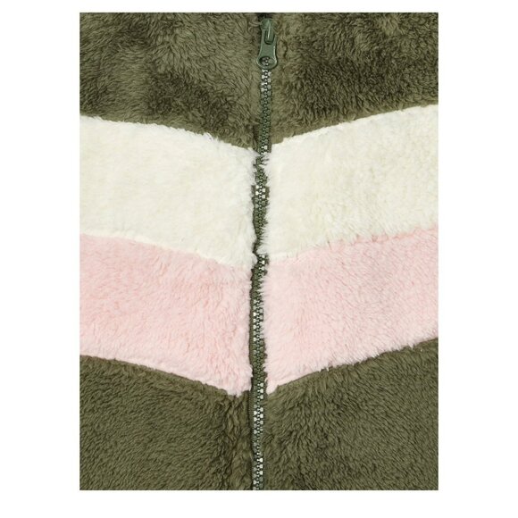 Wonder Nation Girls Plush Pink Green Soft Warm Winter Bomber Jacket SZ Medium - Picture 3 of 4